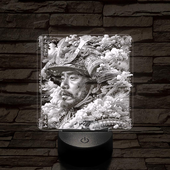 Szamuráj legenda 7 színű, valósághűen gravírozott 3D led lámpa