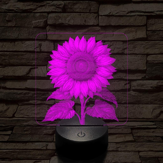 Napraforgó virág 7 színű valósághű 3D led lámpa