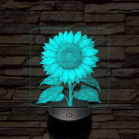 Napraforgó virág 7 színű valósághű 3D led lámpa