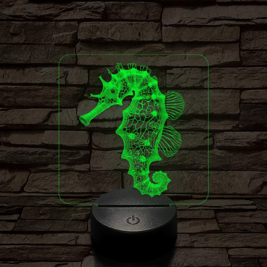 Csikóhal 7 színű valósághű 3D led lámpa