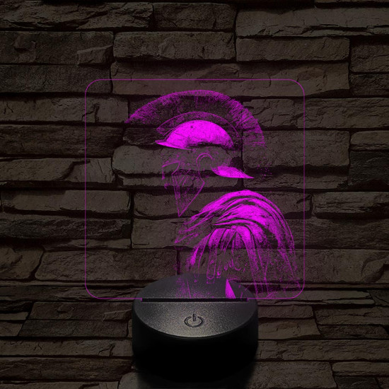 Elszánt spártai 7 színű, valósághűen gravírozott 3D led lámpa