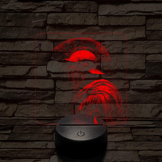 Elszánt spártai 7 színű, valósághűen gravírozott 3D led lámpa