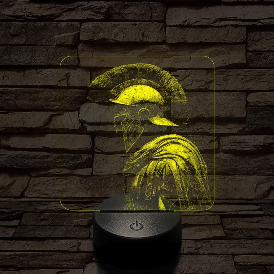 Elszánt spártai 7 színű, valósághűen gravírozott 3D led lámpa