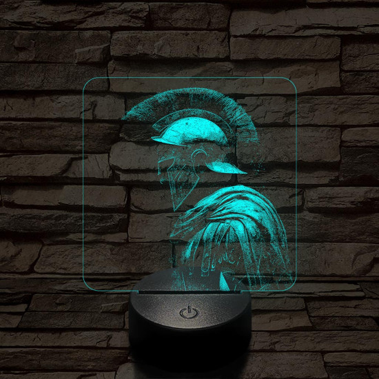 Elszánt spártai 7 színű, valósághűen gravírozott 3D led lámpa