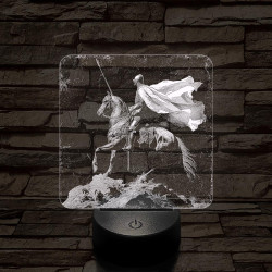 Délceg lovag 7 színű, valósághűen gravírozott 3D led lámpa