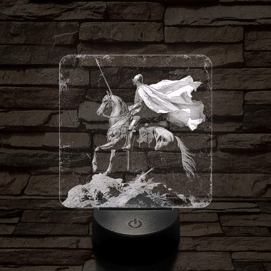 Délceg lovag 7 színű, valósághűen gravírozott 3D led lámpa