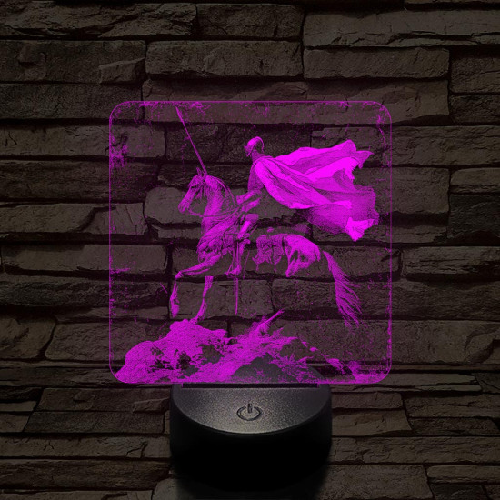 Délceg lovag 7 színű, valósághűen gravírozott 3D led lámpa