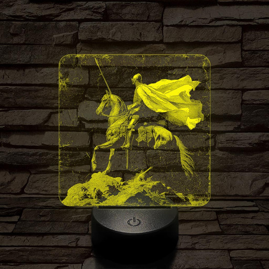 Délceg lovag 7 színű, valósághűen gravírozott 3D led lámpa