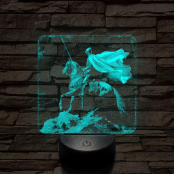 Délceg lovag 7 színű, valósághűen gravírozott 3D led lámpa