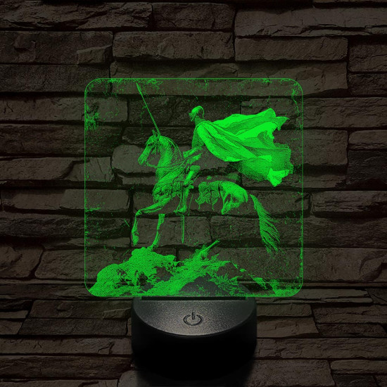 Délceg lovag 7 színű, valósághűen gravírozott 3D led lámpa