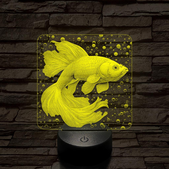 Vörös guppi hal 7 színű valósághű 3D led lámpa