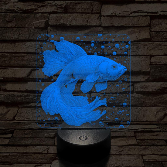 Vörös guppi hal 7 színű valósághű 3D led lámpa