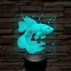 Vörös guppi hal 7 színű valósághű 3D led lámpa