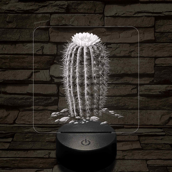 Kaktusz virágával 7 színű valósághű 3D led lámpa