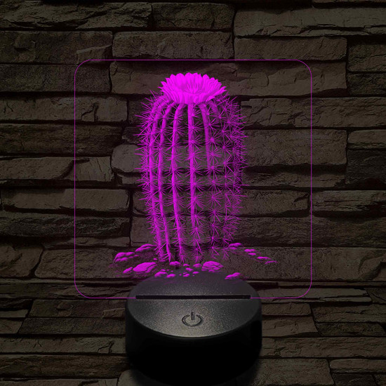 Kaktusz virágával 7 színű valósághű 3D led lámpa