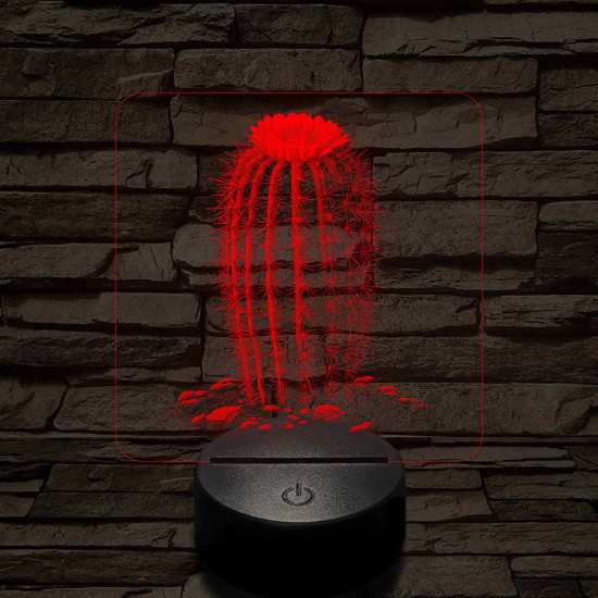 Kaktusz virágával 7 színű valósághű 3D led lámpa