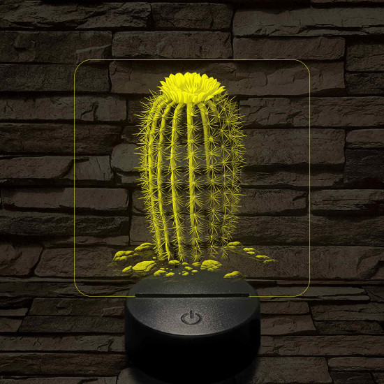 Kaktusz virágával 7 színű valósághű 3D led lámpa