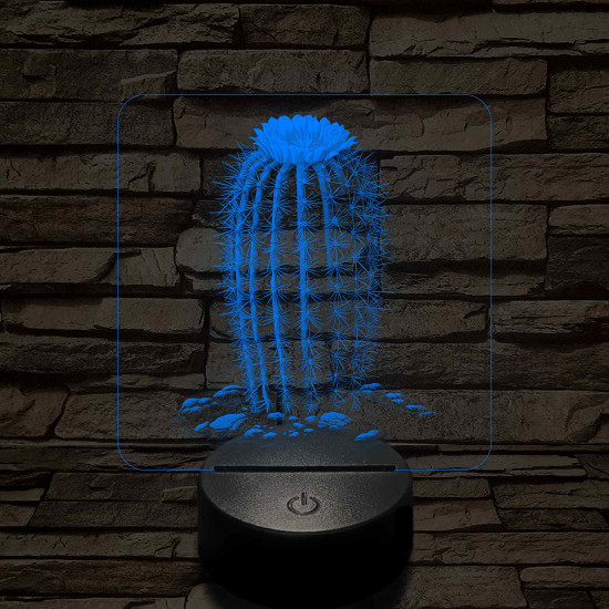 Kaktusz virágával 7 színű valósághű 3D led lámpa