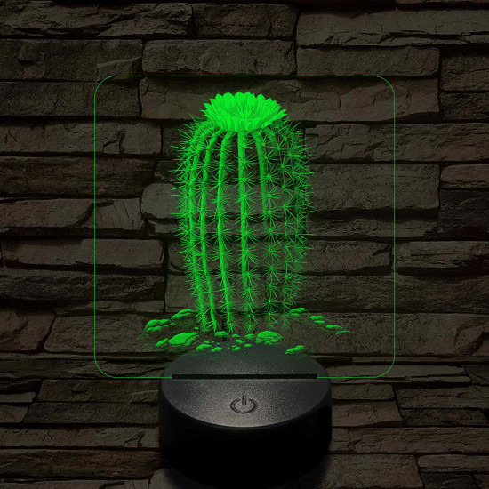 Kaktusz virágával 7 színű valósághű 3D led lámpa