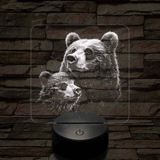 Medvebocs és medve mama 7 színű valósághű 3D led lámpa