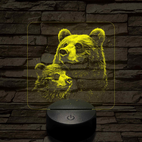 Medvebocs és medve mama 7 színű valósághű 3D led lámpa