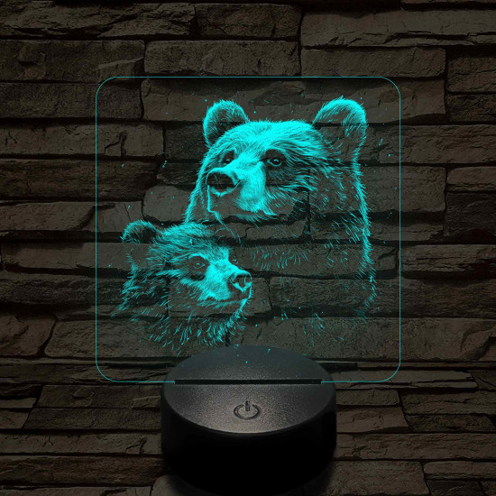 Medvebocs és medve mama 7 színű valósághű 3D led lámpa