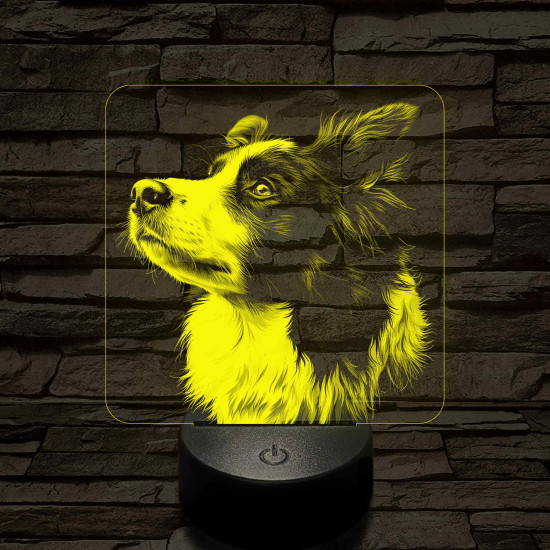 Border Collie portré 7 színű valósághű 3D led lámpa