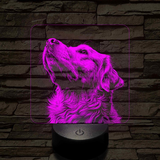 Golden Retriever portré 7 színű valósághű 3D led lámpa