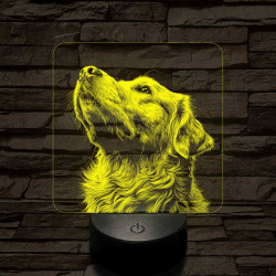 Golden Retriever portré 7 színű valósághű 3D led lámpa