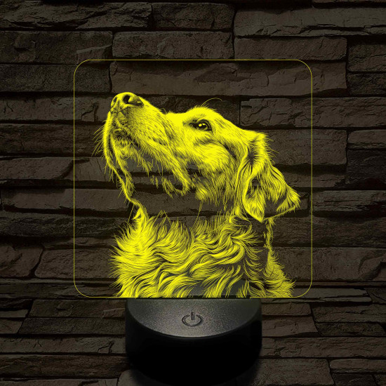 Golden Retriever portré 7 színű valósághű 3D led lámpa