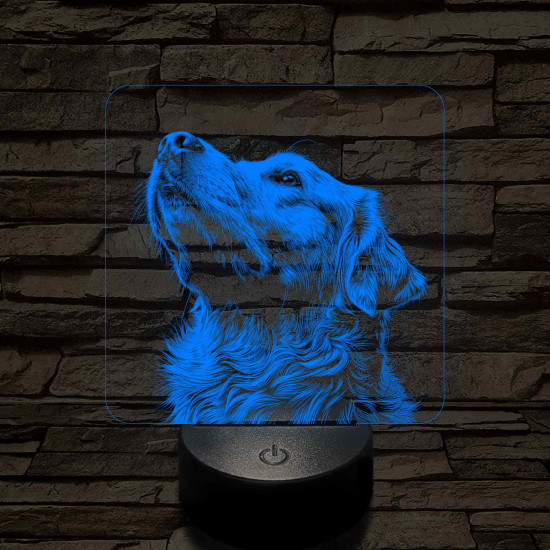 Golden Retriever portré 7 színű valósághű 3D led lámpa