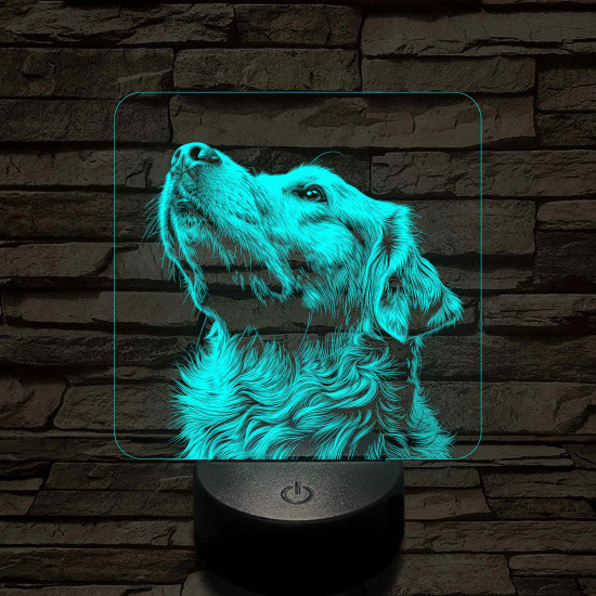 Golden Retriever portré 7 színű valósághű 3D led lámpa