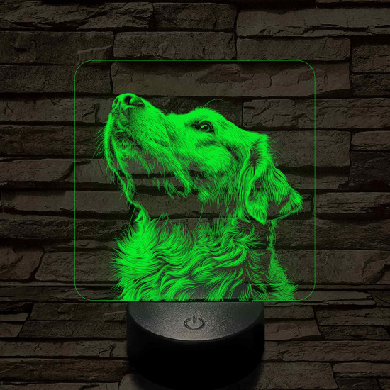 Golden Retriever portré 7 színű valósághű 3D led lámpa