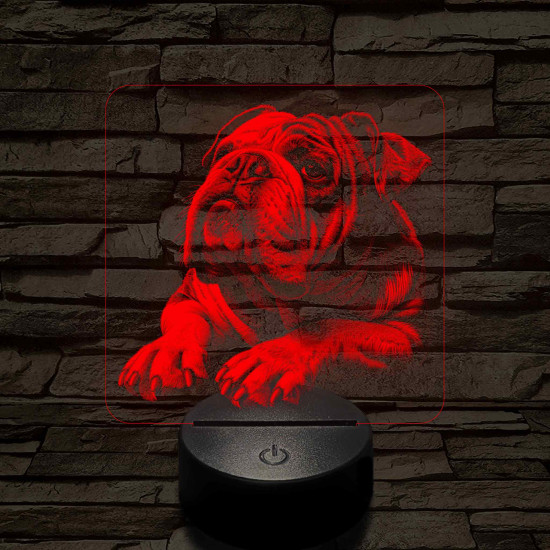 Angol Buldog portré 7 színű valósághű 3D led lámpa