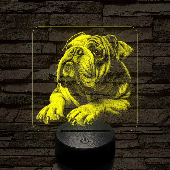 Angol Buldog portré 7 színű valósághű 3D led lámpa