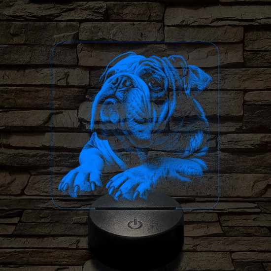 Angol Buldog portré 7 színű valósághű 3D led lámpa