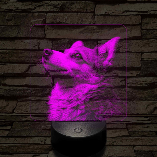 Welsh Corgi portré 7 színű valósághű 3D led lámpa