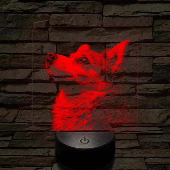 Welsh Corgi portré 7 színű valósághű 3D led lámpa