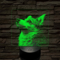 Welsh Corgi portré 7 színű valósághű 3D led lámpa