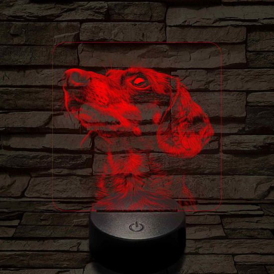 Rövid szőrű tacskó portré 7 színű valósághű 3D led lámpa