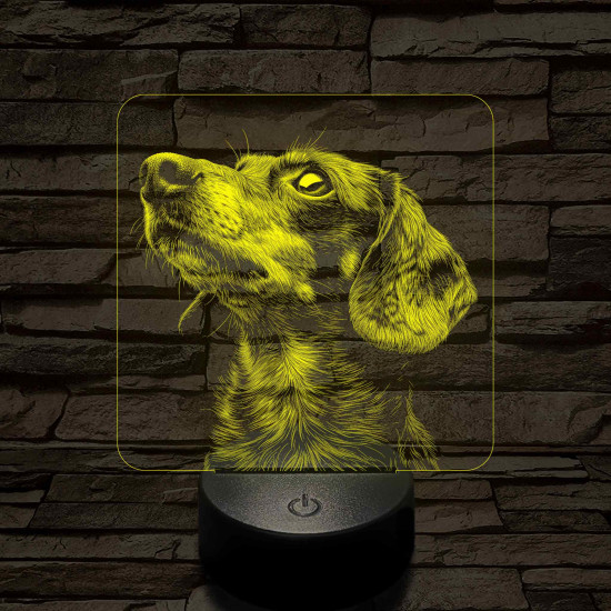 Rövid szőrű tacskó portré 7 színű valósághű 3D led lámpa