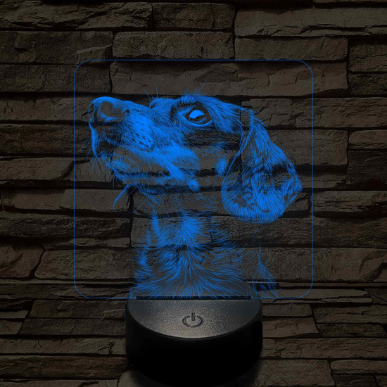 Rövid szőrű tacskó portré 7 színű valósághű 3D led lámpa