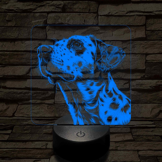Dalmata portré 7 színű valósághű 3D led lámpa