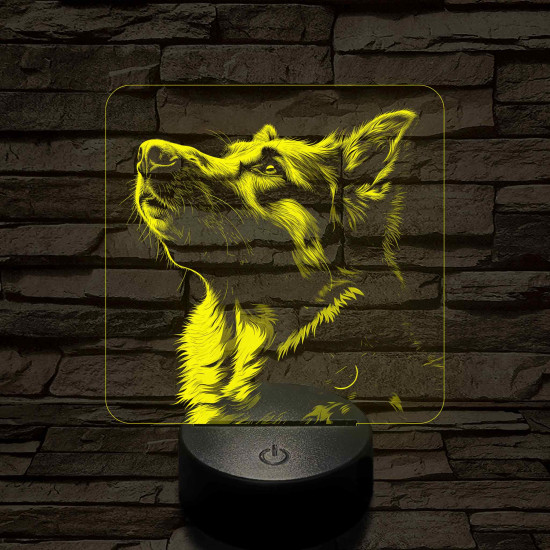 Német juhászkutya portré 7 színű valósághű 3D led lámpa