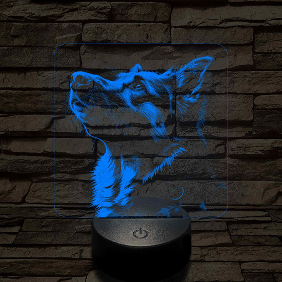 Német juhászkutya portré 7 színű valósághű 3D led lámpa