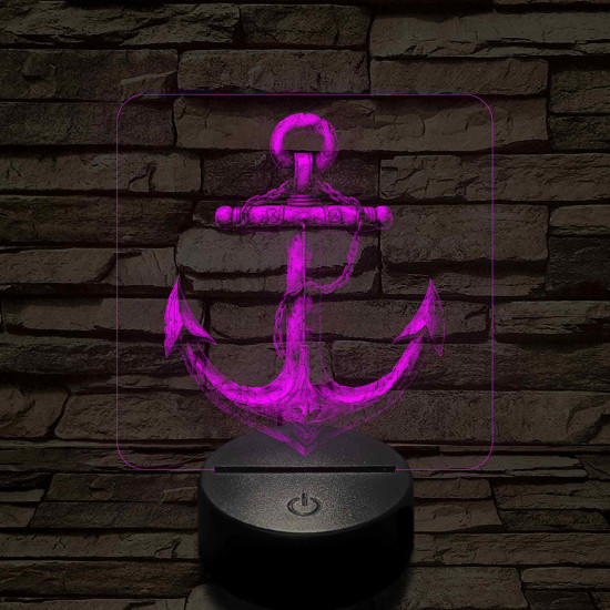 Acél horgony 7 színű valósághű 3D led lámpa