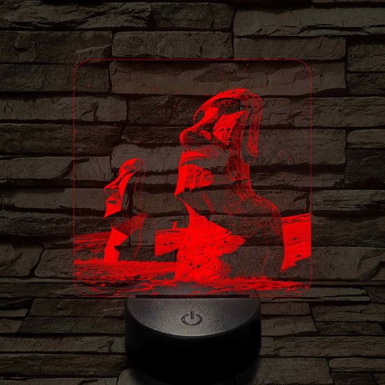 A Húsvét-sziget rejtélyes szobrai 7 színű valósághű 3D led lámpa