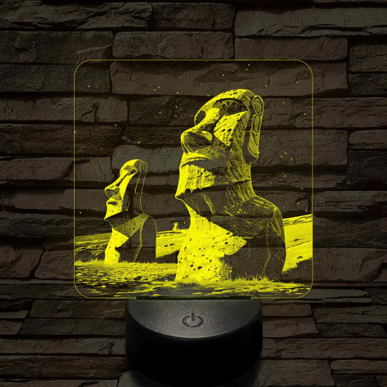 A Húsvét-sziget rejtélyes szobrai 7 színű valósághű 3D led lámpa