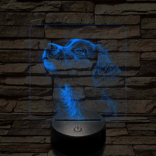 Kölyök Border Collie portré 7 színű valósághű 3D led lámpa