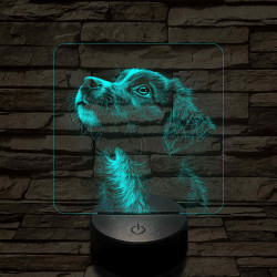 Kölyök Border Collie portré 7 színű valósághű 3D led lámpa